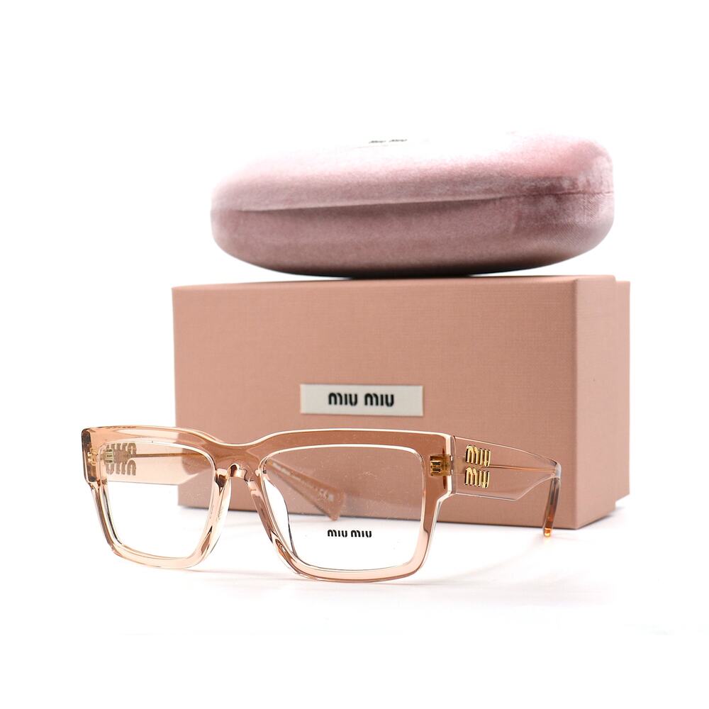 NEW MIU MIU MU02XV PEACH TRANSPARENT AUTHENTIC EYEGLASSES FRAME - Picture 1 of 14